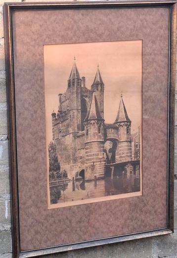 Dirk Harting(1884-1970), Amsterdams Poort Haarlem.  Ets.  beschikbaar voor biedingen