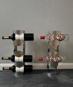 2 Wijnrekken zilverkleurig muurrek voor 8 flessen, 5 tot 15 flessen, Ophalen of Verzenden, Zo goed als nieuw, Metaal