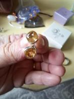 Echt zilver echte citrien, Sieraden, Tassen en Uiterlijk, Oorbellen, Ophalen of Verzenden, Zo goed als nieuw, Geel, Zilver