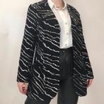 Vintage geborduurde blazer/colbert,S/M. 90s wol party zilver, Verzenden, Zwart, Vintage, Jasje