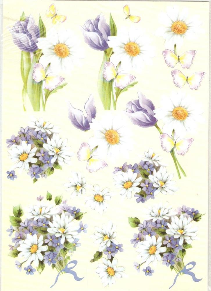 B64 knipvel bloemen, Hobby en Vrije tijd, Kaarten | Zelf maken, Nieuw, Knipvel, Natuur, Ophalen of Verzenden