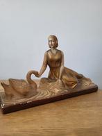 Art Deco Decora vrouw met zwaan, Antiek en Kunst, Ophalen