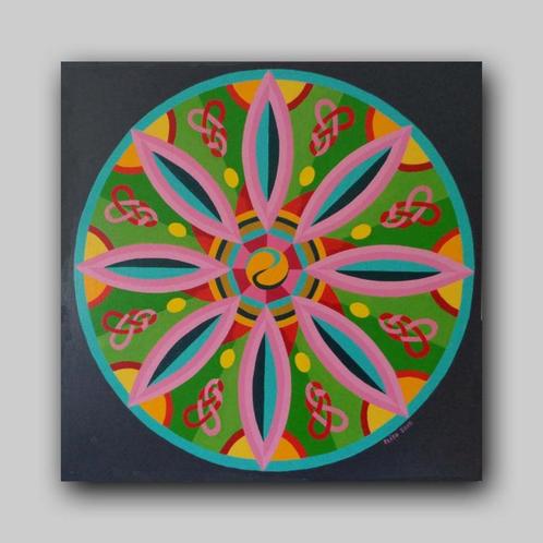 Mandala op donkere achtergrond, Antiek en Kunst, Kunst | Schilderijen | Abstract, Ophalen