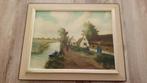 J. Fontein - boerderij aan het water. Kunst, inclusief kader, Antiek en Kunst, Kunst | Schilderijen | Klassiek, Ophalen of Verzenden