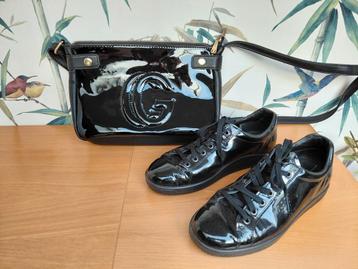 Ecco zwart lakleren veterschoenen maat 38 + zwarte laktas beschikbaar voor biedingen