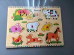 Houten noppen puzzel, Kinderen en Baby's, Speelgoed | Kinderpuzzels, Ophalen of Verzenden, Minder dan 10 stukjes, Zo goed als nieuw