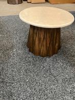 Bijzettafel/ salontafel marmer met mangohout poot  50cm, Info@savoireinteriors.com, Rond, Minder dan 50 cm, Kerkstraat 135a