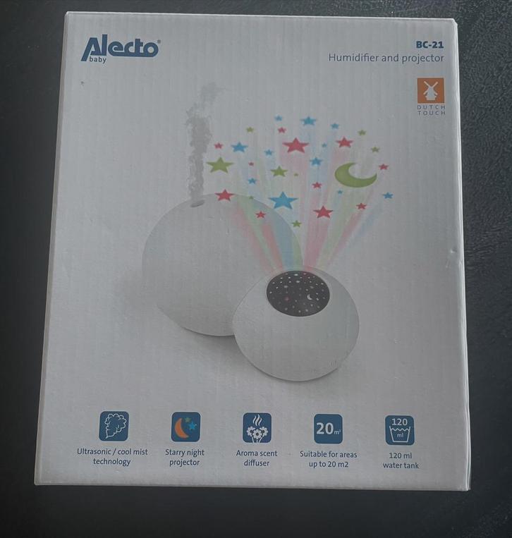 Alecto Baby  Luchtbevochtiger projector, sterrenhemel, Witgoed en Apparatuur, Luchtbehandelingsapparatuur, Zo goed als nieuw, Luchtbevochtiger