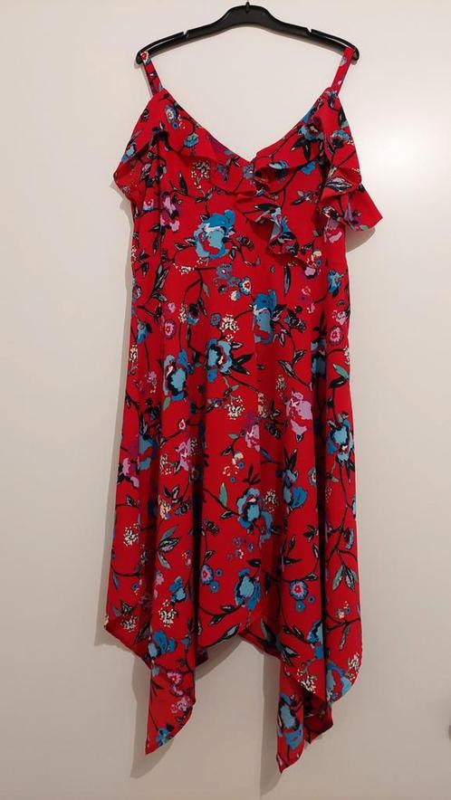 jurk rood bloemen C&A off shoulder spaghettibandjes zomer, Kleding | Dames, Jurken, Zo goed als nieuw, Maat 42/44 (L), Rood, Boven de knie
