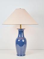 Vintage jar tafellamp keramiek blauw messing france '80, N, N, Ophalen of Verzenden, Zo goed als nieuw