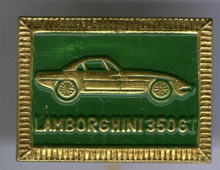 Lamborghini 350 GT groen op koper auto speldje ( B_196a ), Verzamelen, Speldjes, Pins en Buttons, Nieuw, Speldje of Pin, Transport