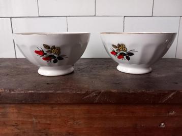 oude Franse kommetjes, antieke spoelkom brocante rozen facet beschikbaar voor biedingen