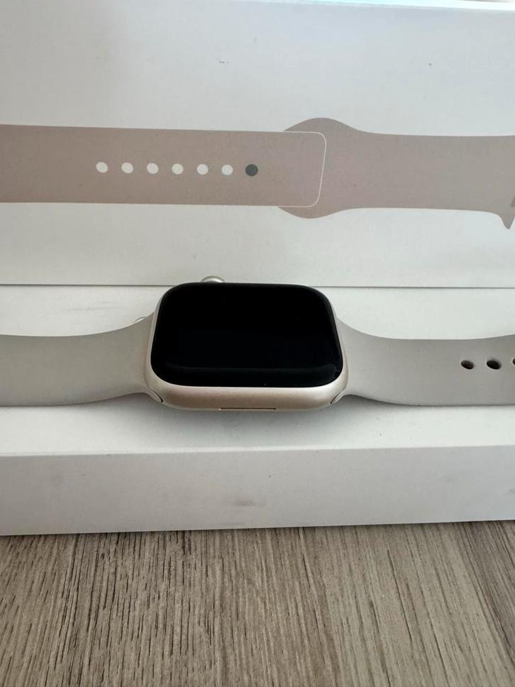 Apple Watch Series 8 45mm Starlight, Sieraden, Tassen en Uiterlijk, Smartwatches, Gebruikt, iOS, Afstand, Waterdicht, Ophalen