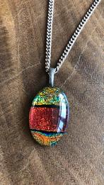 Zilveren ketting met mooie kleurrijke glaze hanger, Ophalen of Verzenden, Zo goed als nieuw, Zilver