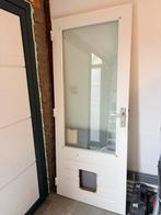 Buitendeur met glas (met barst) en kattenluik gat, Doe-het-zelf en Verbouw, Deuren en Horren, Ophalen, Gebruikt, 80 tot 100 cm