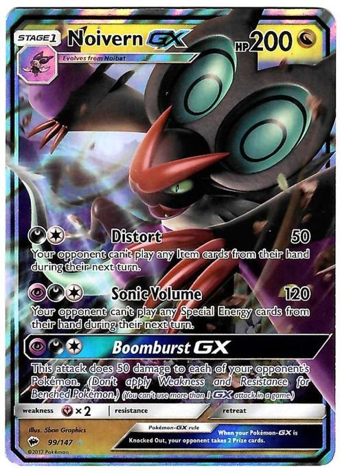 Pokemon - Noivern GX 099/147 Burning Shadows ENG, Hobby en Vrije tijd, Verzamelkaartspellen | Pokémon, Zo goed als nieuw, Losse kaart