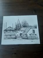 Zoelmond tekening kerk en boerderij., Ophalen of Verzenden