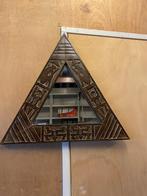 Unieke Driehoekige Spiegel met Houten Frame, Gebruikt, Ophalen of Verzenden, Minder dan 100 cm, Overige vormen