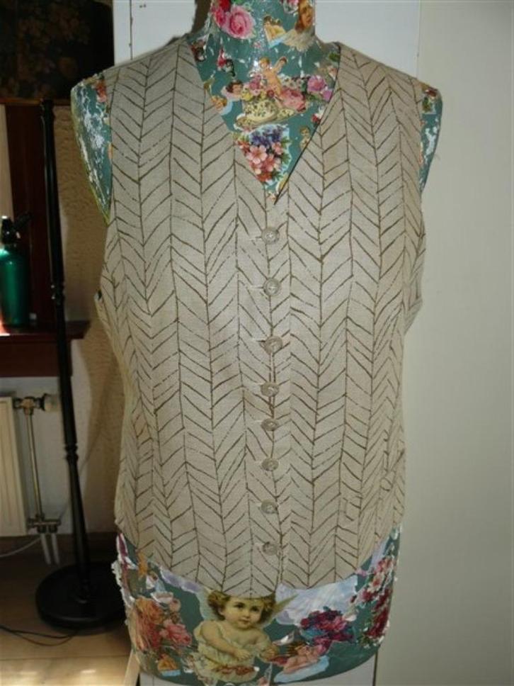 C635 Lanaby’s mt 36 gilet beige linnen model Maaike, Kleding | Dames, Truien en Vesten, Zo goed als nieuw, Maat 36 (S), Beige