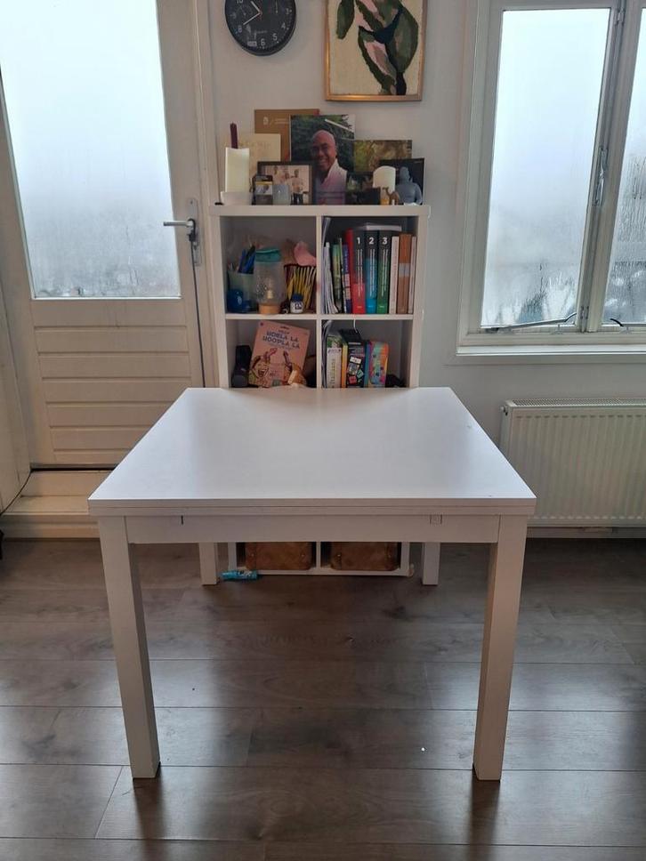 Nette uitschuifbare tafel (ikea BJURSTA), Huis en Inrichting, Tafels | Eettafels, Gebruikt, 50 tot 100 cm, Rechthoekig, Ophalen