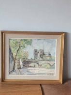 Olieverf Knut Norman, Zweedse school, Parijs Notre Dame, Ophalen