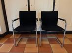 Twee mooie goed zittende buis frame stoelen met leuning, Huis en Inrichting, Stoelen, Ophalen, Gebruikt, Twee, Zwart