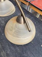 Hanglamp Morgano 3-L Brons met Glas Lamp Verstelbaar 105cm, Ophalen, Zo goed als nieuw, Kwantum Nederland, Glas