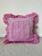 Kussen met ruches, 49x51,5cm. Ruffle boho bohemian brocante, Verzenden, Gebruikt, Roze, Vierkant