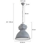 Industriële Hanglamp Metaal Grijs & Whitewash - ø 38 cm, 50 tot 75 cm, Ophalen of Verzenden, Zo goed als nieuw, Glas