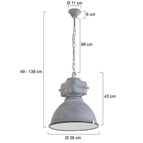 Industriële Hanglamp Metaal Grijs & Whitewash - ø 38 cm, Huis en Inrichting, Lampen | Hanglampen, Zo goed als nieuw, 50 tot 75 cm