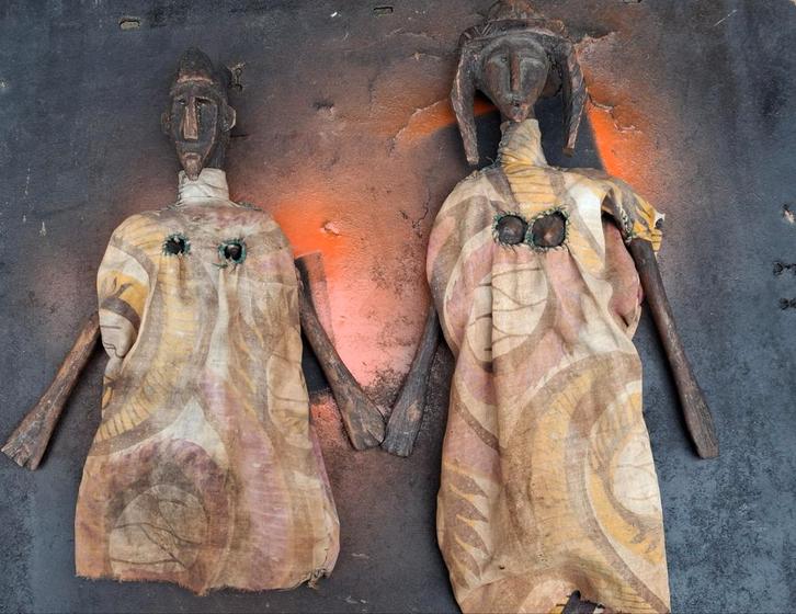 Banama fetisj marionetten . Mali. Oud 38 cm., Antiek en Kunst, Kunst | Niet-Westerse kunst, Ophalen