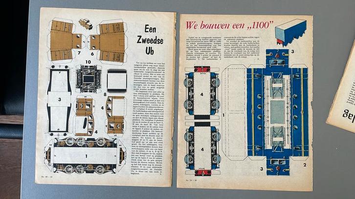 Bouwplaten voor treinen van papier (uit weekblad Sjors), Hobby en Vrije tijd, Modelbouw | Overige, Zo goed als nieuw, 1:50 tot 1:144
