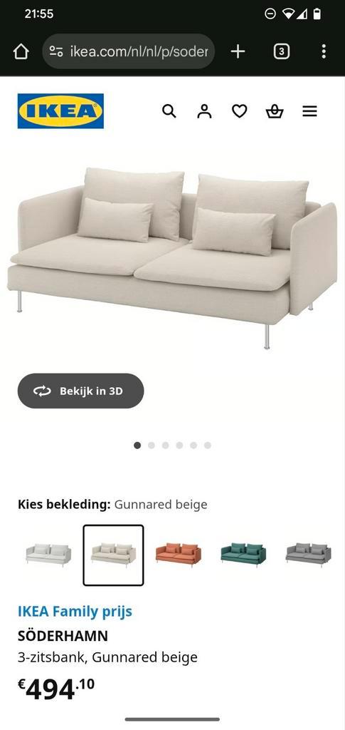 Ikea Söderhamn 2-zits bank, Huis en Inrichting, Banken | Sofa's en Chaises Longues, Gebruikt, Ophalen