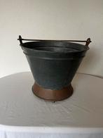 Oude Antieke Vintage IJzeren Koperen Emmer Melkemmer, Ophalen of Verzenden