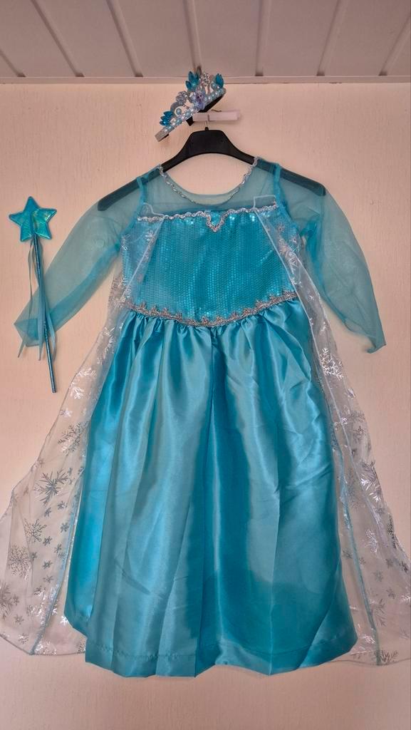 Nieuwe Elsa Frozen Prinsessenjurk met Kroontje en Toverstaf, Kinderen en Baby's, Carnavalskleding en Verkleedspullen, Nieuw, Meisje