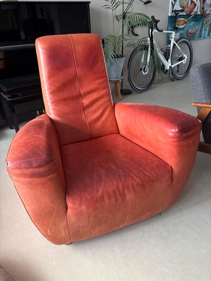 Leren Fauteuil van Label longa, Huis en Inrichting, Fauteuils, Gebruikt, Leer, 75 tot 100 cm, Minder dan 75 cm, Ophalen of Verzenden