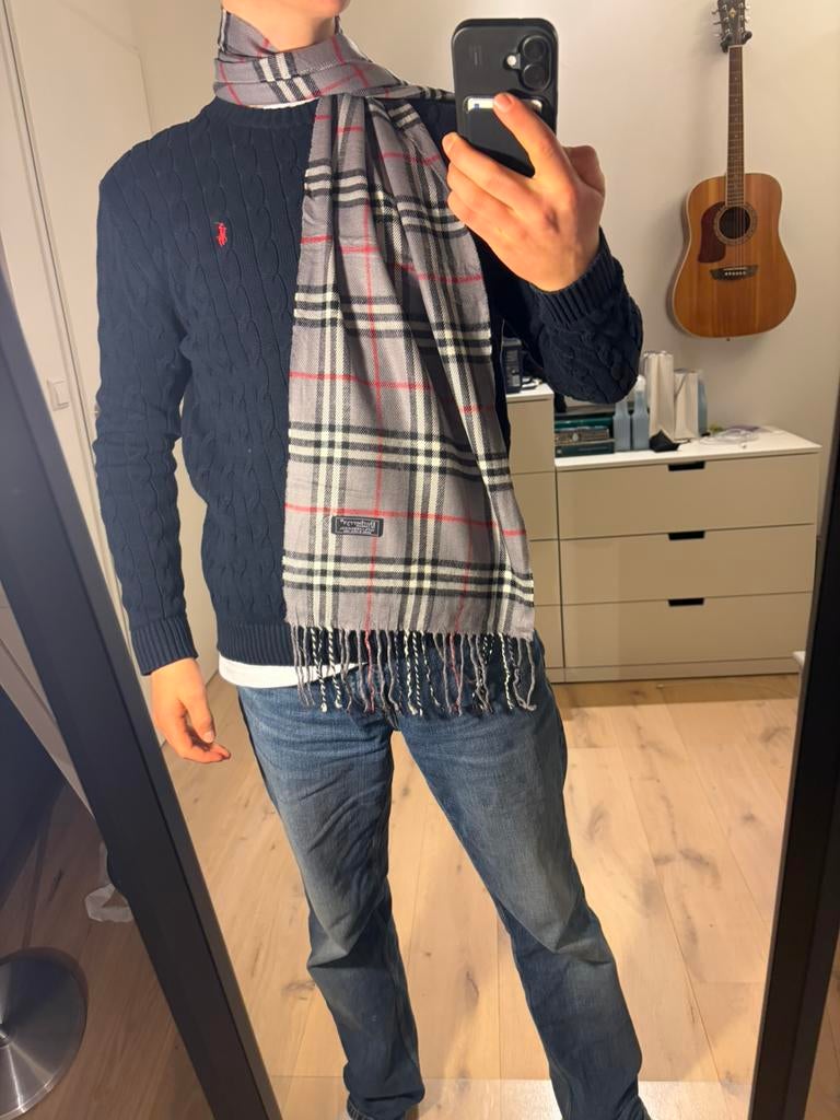Burberry sjaal grijs authentiek, Kleding | Heren, Maat 48/50 (M), Ophalen of Verzenden, Zo goed als nieuw, Sjaal
