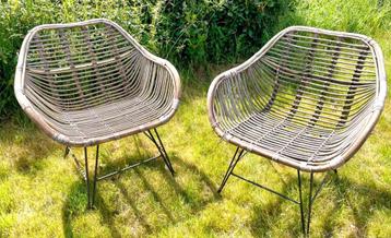 Rotan tuinstoelen 4 stuks - Rieten tuinset - Retro botanisch beschikbaar voor biedingen