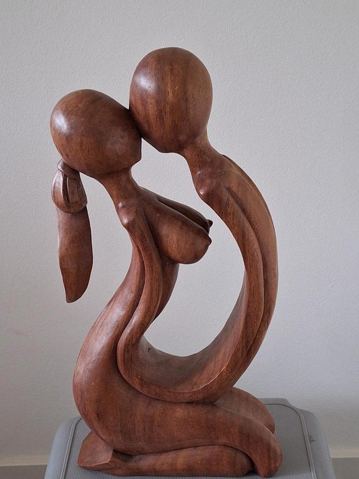 Afrikaans Houten Beeld - Romantisch, Antiek en Kunst, Kunst | Beelden en Houtsnijwerken, Ophalen