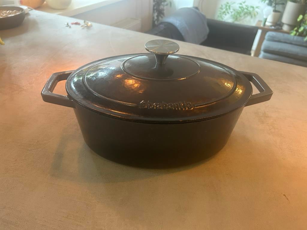 Brabantia - Gietijzeren braadpan / stoofpan - 30 cm x 22cm, Ophalen, Gebruikt, Koekenpan of Braadpan, Gietijzer