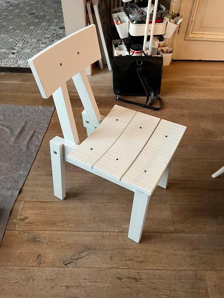 IKEA/Piet Hein Eek Stoel - Wit Krijtverf, Huis en Inrichting, Stoelen, Gebruikt, Eén, Wit, Ophalen