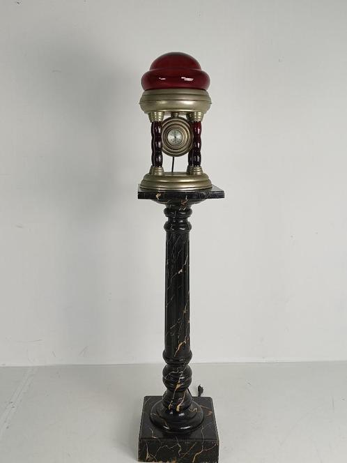 Unieke Vintage Tin Lamp met Klokmechanisme uit Italië, Huis en Inrichting, Lampen | Tafellampen, Minder dan 50 cm, Glas, Ophalen
