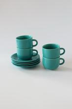 Newco aardewerk koffiekopjes turquoise vintage, Ophalen of Verzenden, Zo goed als nieuw, Overige stijlen, Kop(pen) en/of Schotel(s)