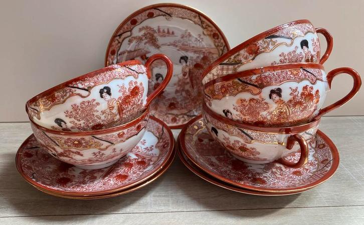 Kutani Japans eierschaalporselein vintage kop- schotels, Antiek en Kunst, Antiek | Porselein, Ophalen of Verzenden