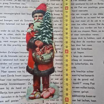 Antieke grote kerstman papier scrapbook decoratie 1900 kerst beschikbaar voor biedingen