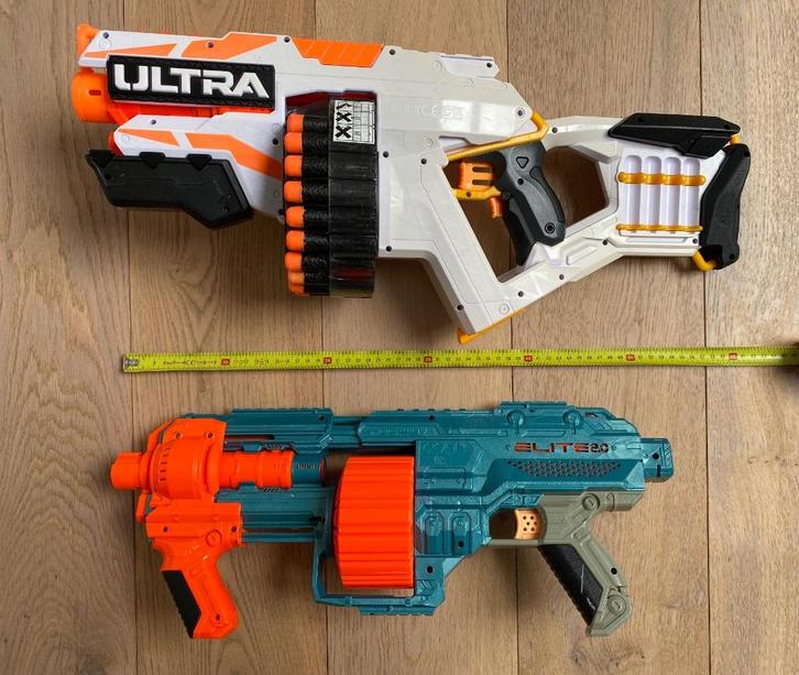 2 Nerf’s: (1) Nerf Ultra One (2) Nerf Shockwave, Kinderen en Baby's, Speelgoed | Buiten | Actiespeelgoed, Gebruikt, Ophalen of Verzenden