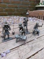 4 tinnen beeldjes oude ambachten, Antiek en Kunst, Antiek | Tin, Ophalen of Verzenden