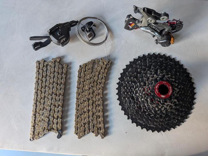 Shimano XTR/XT 11sp groepset (zonder remmen), Fietsen en Brommers, Fietsonderdelen, Gebruikt, Mountainbike, Derailleur of Ketting