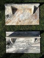 Marmeren achterwand wastafel + planchet (2x), Huis en Inrichting, Badkamer | Badkamermeubels, 50 tot 100 cm, Minder dan 25 cm