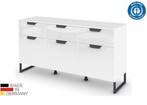 Commode-ladekast Modern Glas wit-basalt grijs breedte 140cm-, Ophalen of Verzenden, Nieuw, 105 cm of meer
